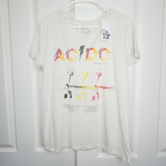 Chaser AC/DC Retro Style Band Short Sleeve Crew Neck Tee Shirt Size Medium Nwt - Picture 1 of 5